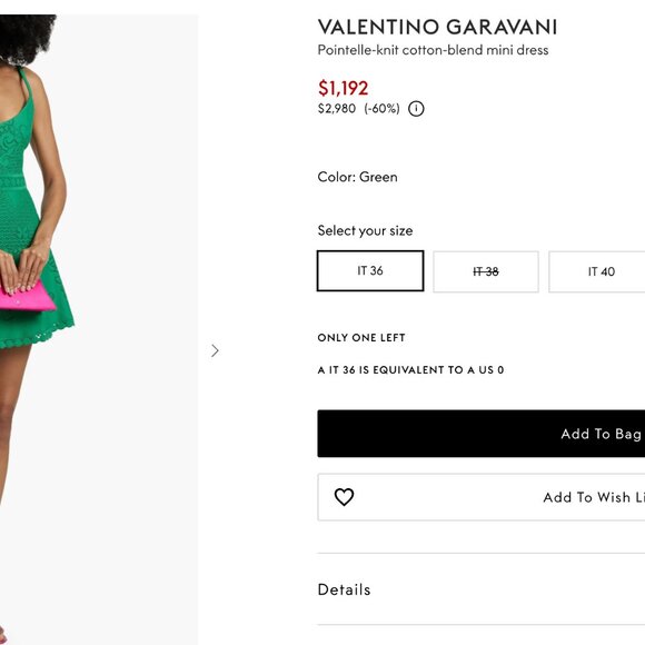 Valentino Garavani Pointelle-Knit Cotton-Blend Mini Dress Emerald Green $2980 - Picture 2 of 4